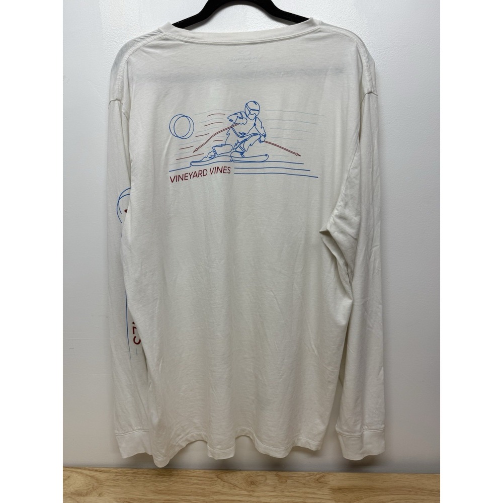 Vineyard Vines Shirt Downhill Skiier Skiing Graphic Long Sleeve‎ XL White #51